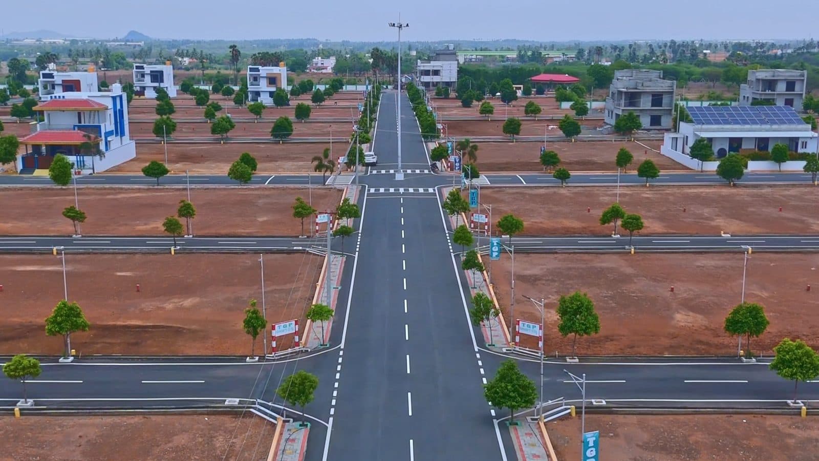 An approved plotted layout with roads in Namakkal, filmed by Gmore