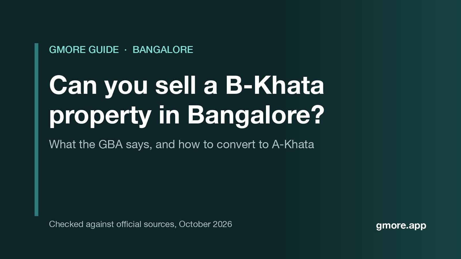 Gmore guide cover: Can you sell a B-Khata property in Bangalore?