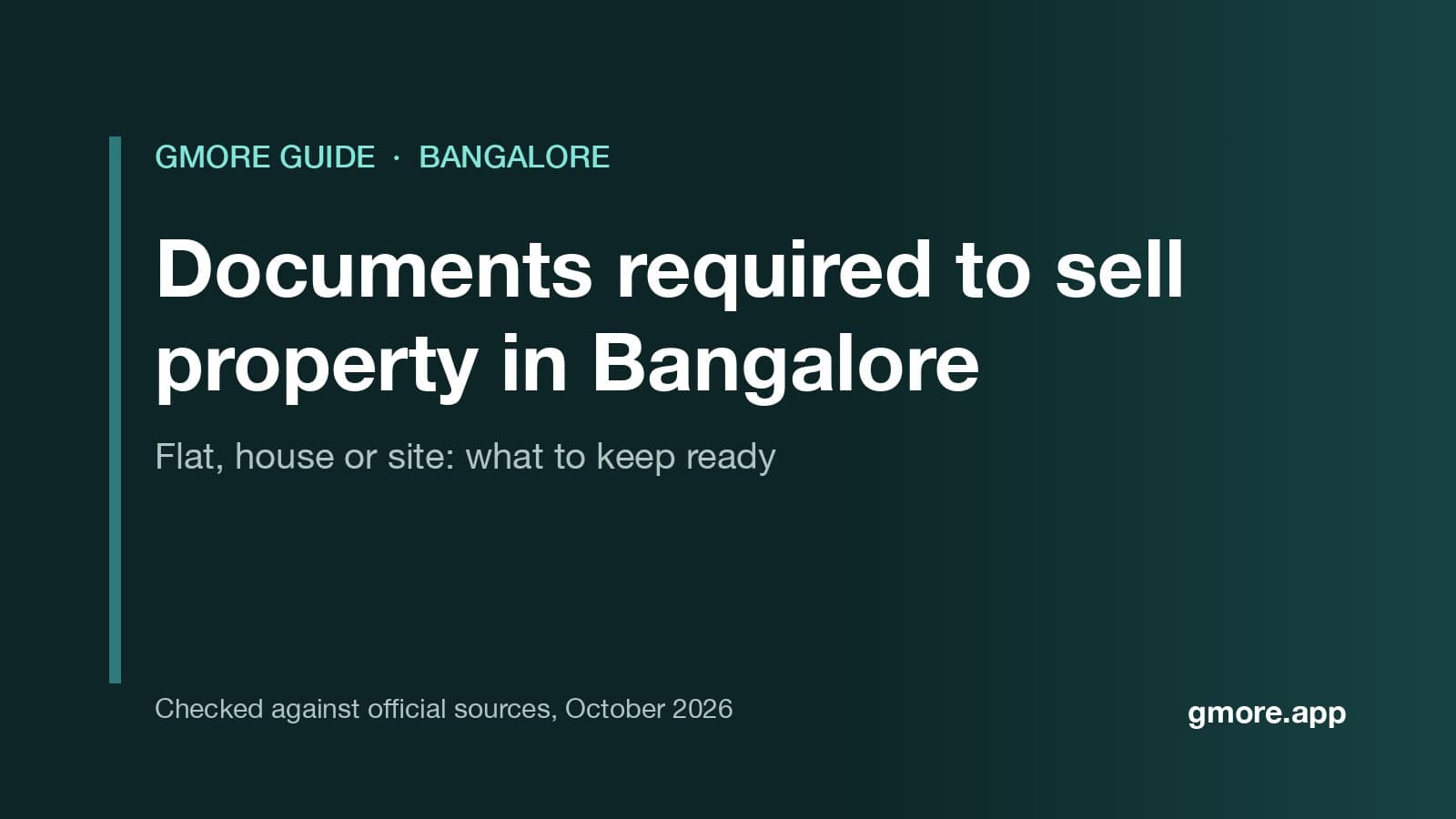 Gmore guide cover: Documents required to sell property in Bangalore