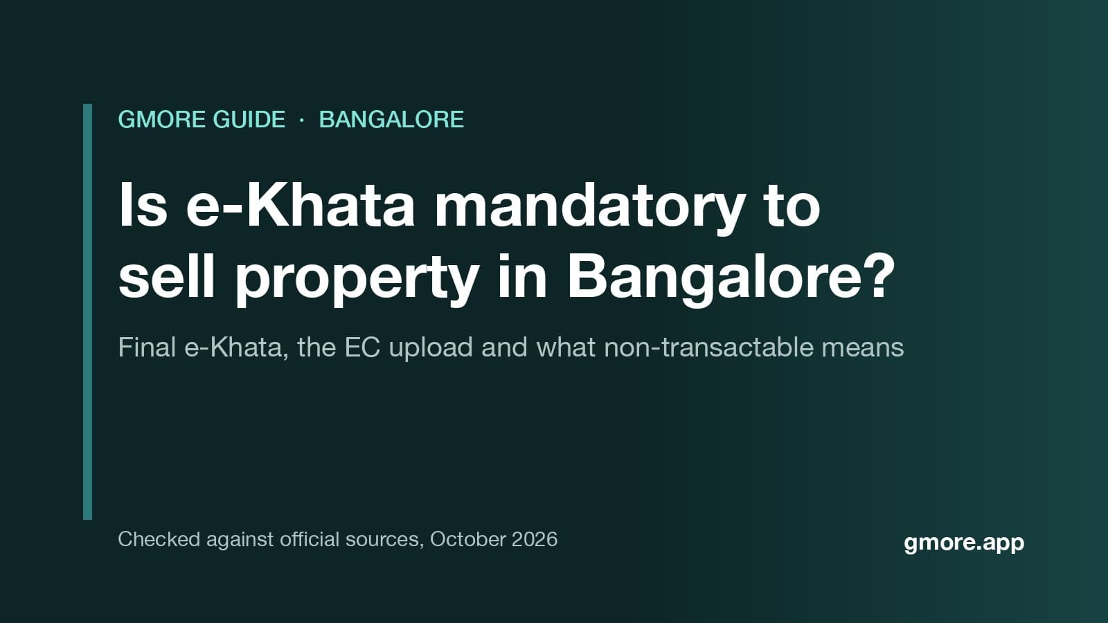Gmore guide cover: Is e-Khata mandatory to sell property in Bangalore?