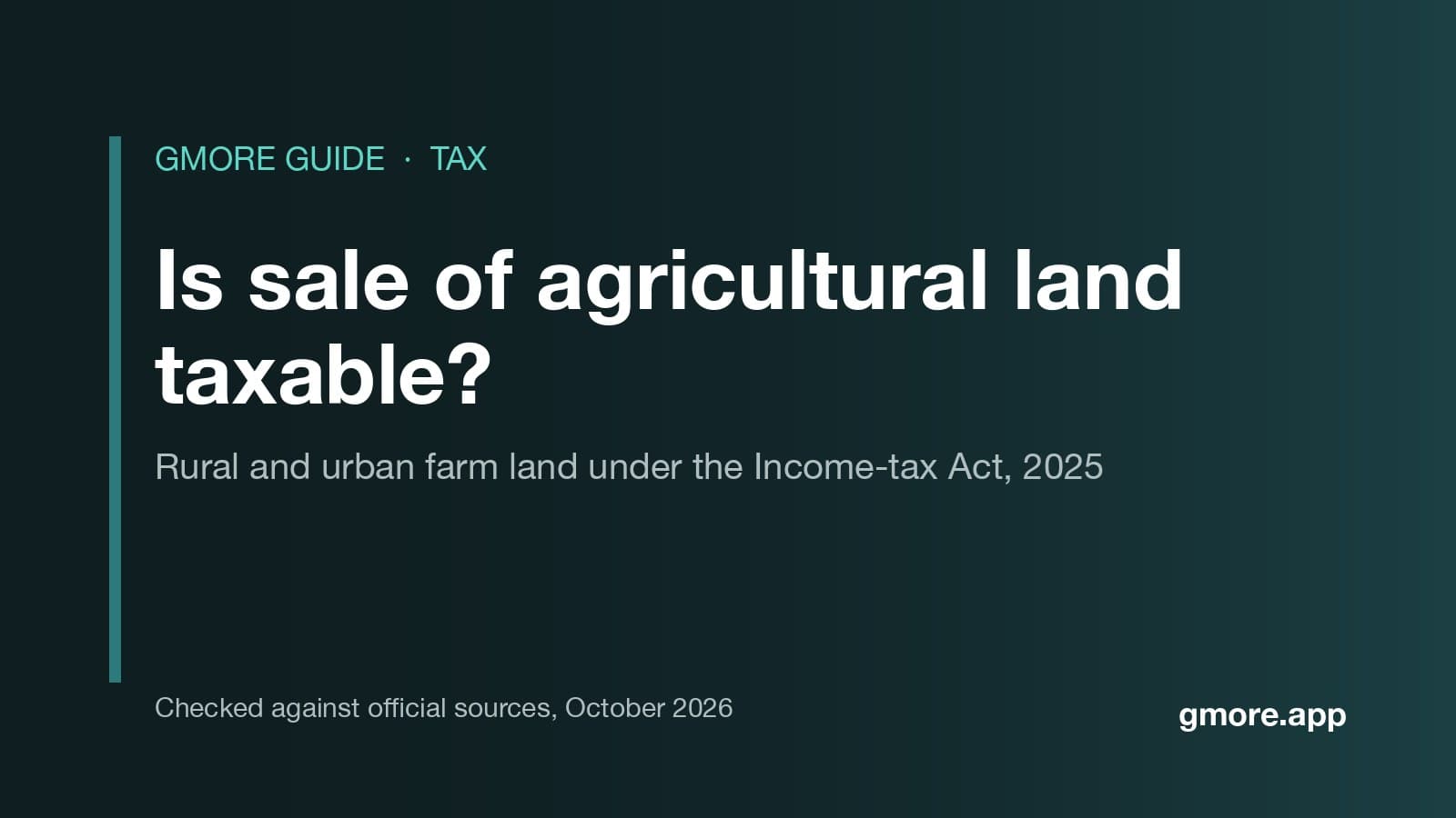 Is sale of agricultural land taxable in India: rural and urban land