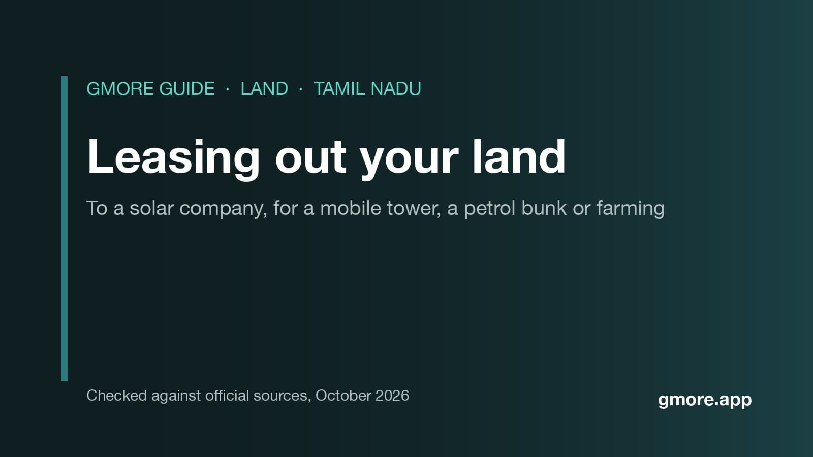 Leasing out your land in Tamil Nadu: to a solar company, for a mobile tower, a petrol bunk or farming