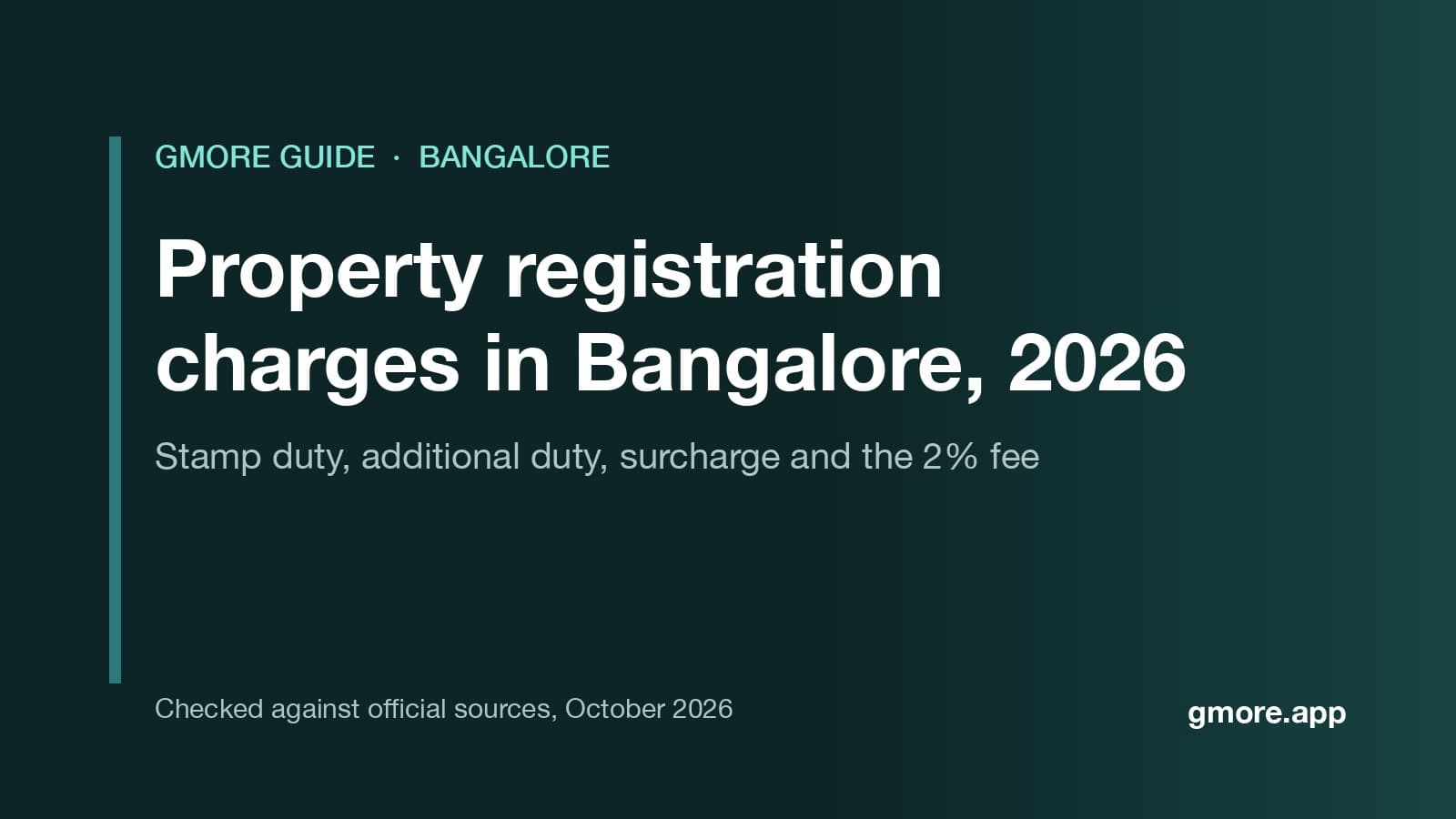 Gmore guide cover: Property registration charges in Bangalore, 2026
